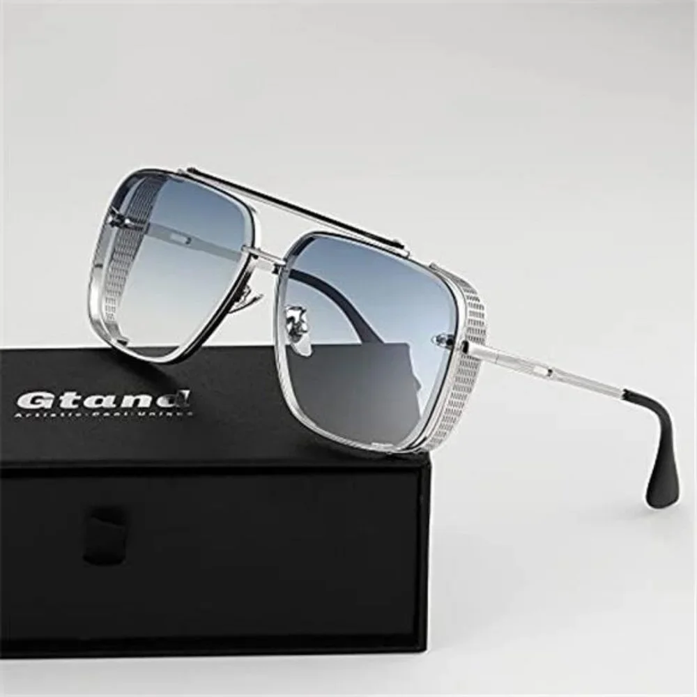 Fashion Oversized Square Aviator Gradient Sunglasses For Men Vintage